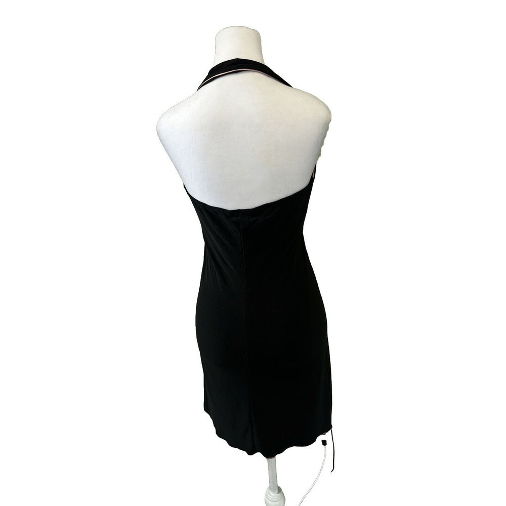 Vtg Halter Dress Y2K Wrap V Neck Grunge Goth Whimsy Witchy Sz Large Stretch Pink - Picture 5 of 8